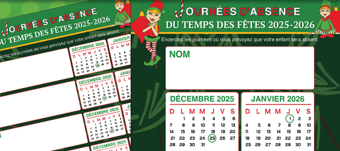 Liste des absences-Temps des Ftes 2025-2026