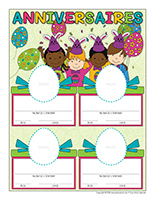 Tableau des anniversaires-Paques