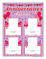 Tableau des anniversaires-Saint-Valentin