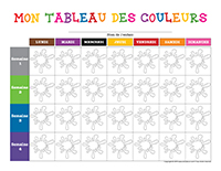 Tableau des couleurs à colorier