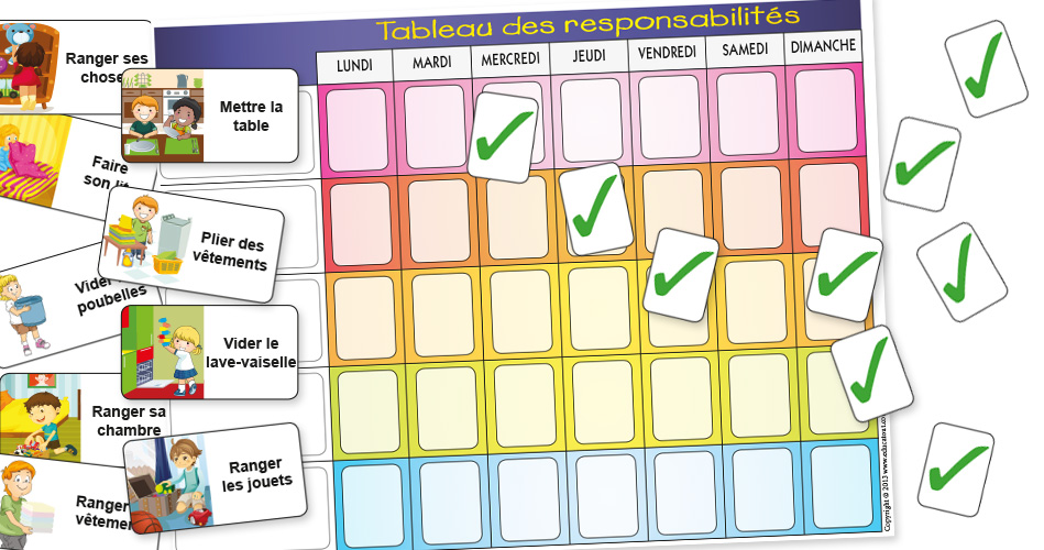 Tableau pour donner des responsabilités aux enfants