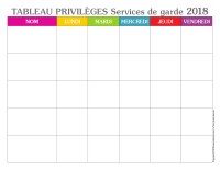 Tableau privilèges-Semaine des services de garde 2018