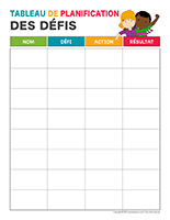 Utilitaire éducatif-Tableau de planification des défis