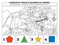 cherche et trouve a colorier-Camping