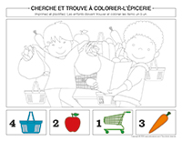 cherche et trouve à colorier-Épicerie