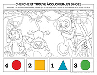 cherche et trouve à colorier-Singes
