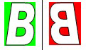 on enseigne à l’enfant la différence entre une « lettre à l’endroit » et une « lettre à l’envers » avec un support visuel comparatif