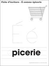 Ouvrir fiches d’écriture-É comme Épicerie
