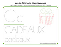 fiches d’écriture-C comme cadeaux