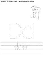 fiches d’écriture-D comme dent fiches d’écriture-D comme dent
