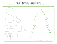 fiches d’écriture-S comme sapin 2024