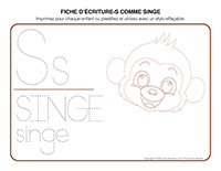 fiches d’écriture-S comme singe 2025