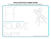 fiches decriture-F comme Fourmi