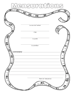 Cahier souvenirs - Mensurations Cahier souvenirs - Mensurations