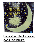 Lune et étoiles luisantes dans l'obscurité
