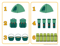 j’apprends a compter Avec des objets pour le camping