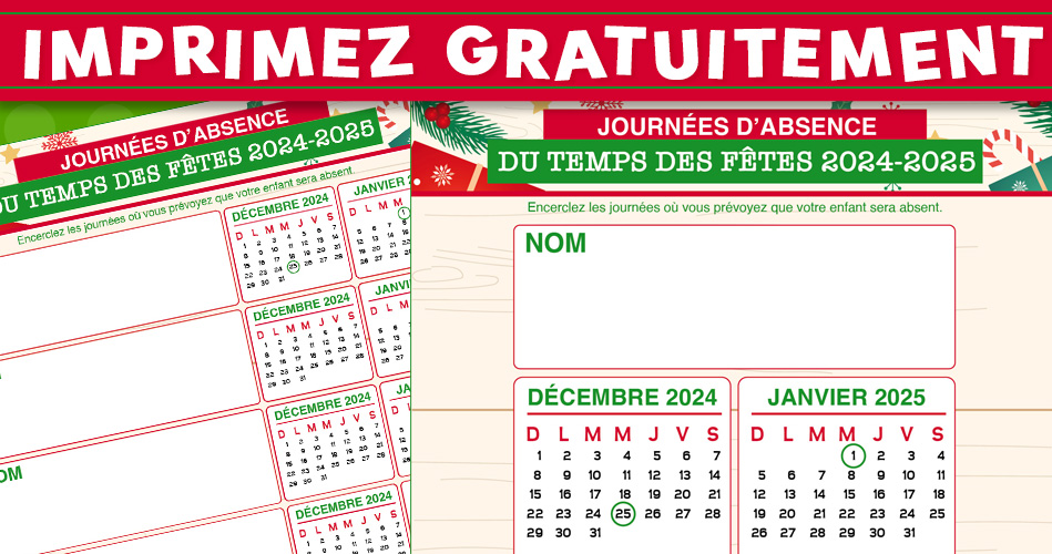 Liste des absences-Temps des Fêtes 2024-2025