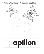 Ouvrir fiches d’écriture- P comme papillon