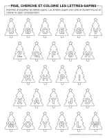 pige cherche et colorie les lettres-Sapins