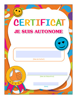 Certificats interactifs-Je suis autonome
