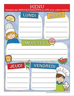 Menu interactif-Semaine des services ducatifs en CPE et en milieu familial